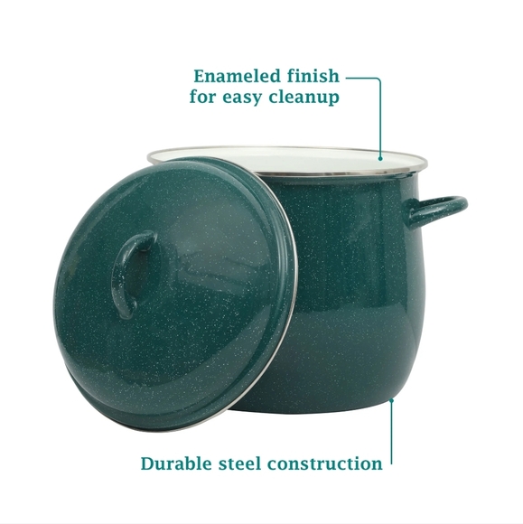 ❤️ New Pioneer Woman Green Speckle  12 Quart Enamel on Steel Stock Pot - Picture 6 of 9